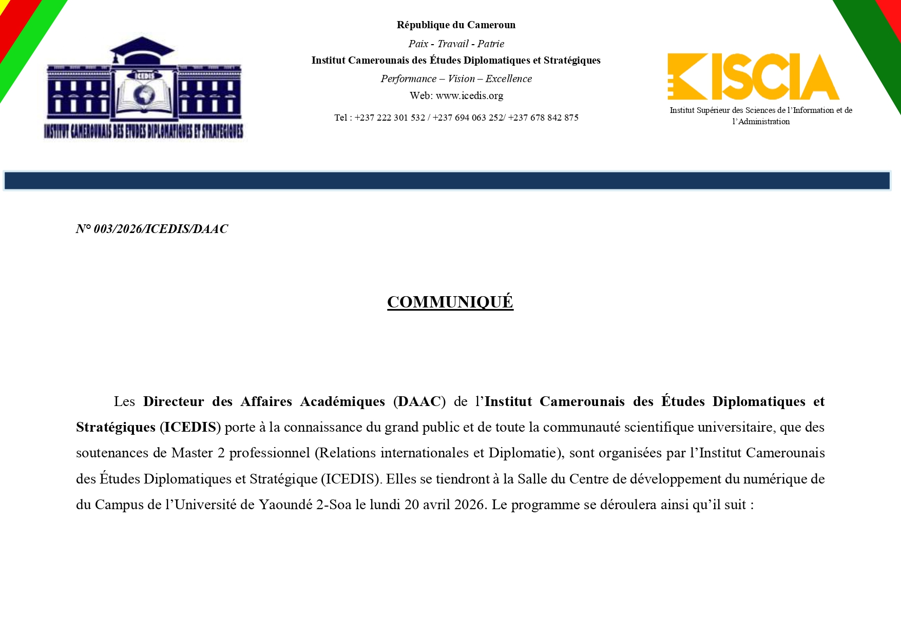 Communiqué - Page 1